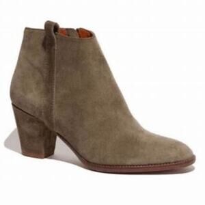 Madewell The Billie Suede Ankle Block Heel Boots Size 9.5 Olive Green